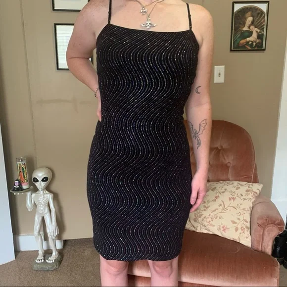 Vintage Dresses | Vintage 90s Slinky Glittery Dress | Color: Black | Size: S | Shrughugs's Closet
